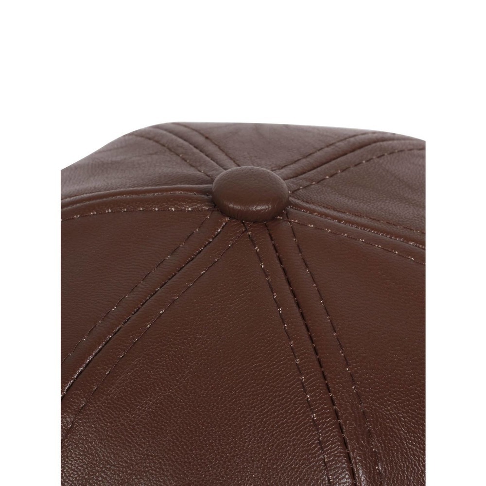 vegan leather Solid Baseball Cap hat black - Picture 5 of 6